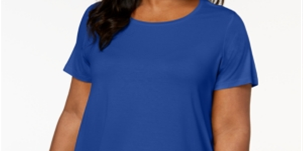 JM Collection Women's Plus Short Sleeve Top Blue Size 0X