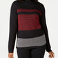 Karen Scott Women's Petite Colorblocked Cotton Turtleneck Sweater Black Size Petite Medium