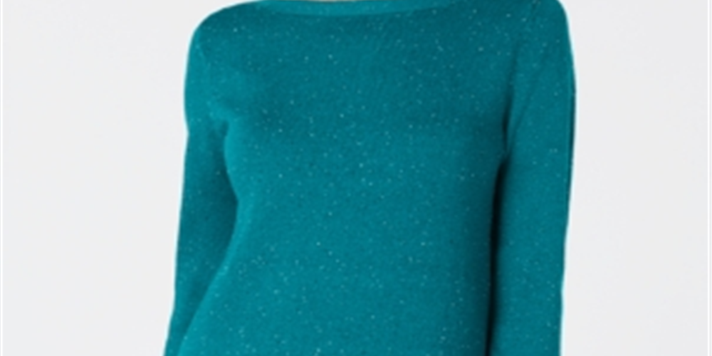 Karen Scott Women's Textured Tunic Sweater Teal Size L