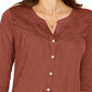 Style & Co Women's Eyelet Button-Front Top Brown Size Medium