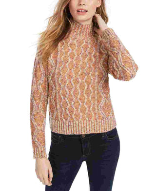 Kit + Sky Women's Orange Printed Long Sleeve Turtle Neck Sweater Orange Size X-Large