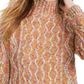 Kit + Sky Women's Orange Printed Long Sleeve Turtle Neck Sweater Orange Size X-Large