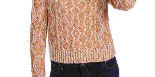 Kit + Sky Women's Orange Printed Long Sleeve Turtle Neck Sweater Orange Size X-Large