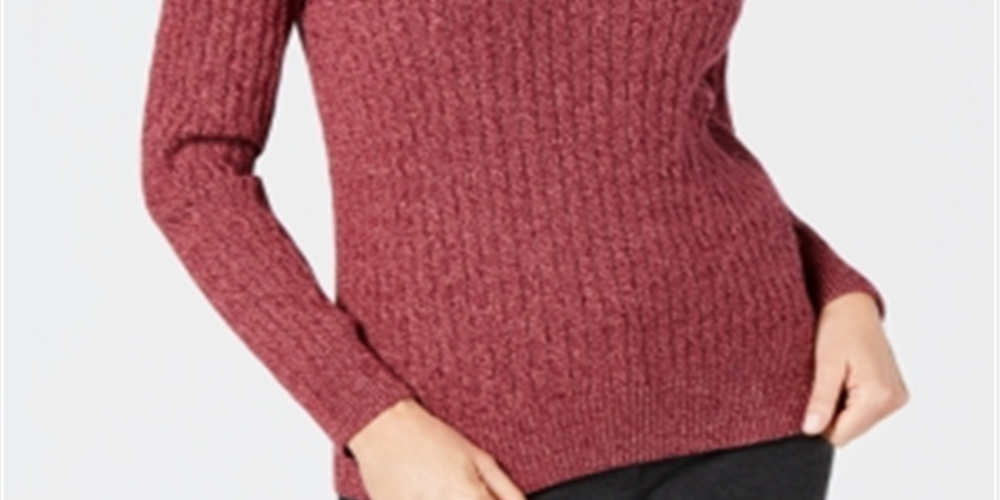 Karen Scott Women's Cotton Cable Knit Sweater Red Size Petite L
