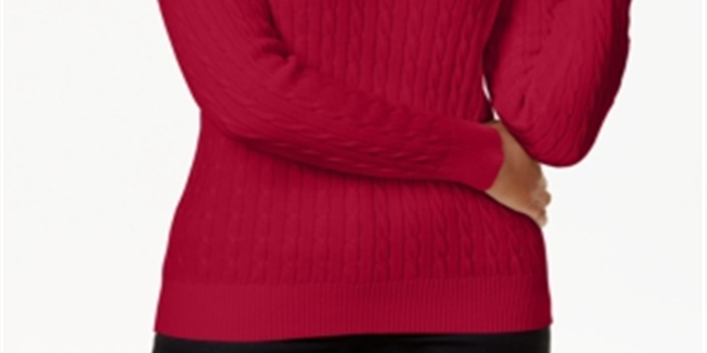 Karen Scott Women's Cotton Cable Knit Sweater Red Size Petite S