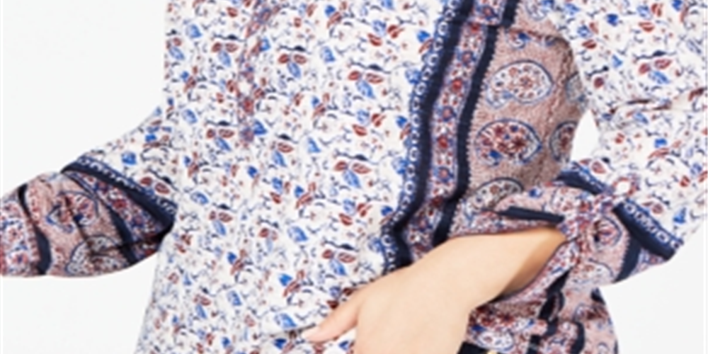 Style & Co Women's Plus Printed Top Blue Multi Size 0X