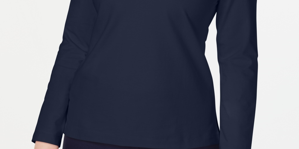 Karen Scott Women's Sport Lace-Up Sweatshirt  Navy Size Medium