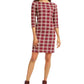Charter Club Women's Textured Plaid Dress Wine Size Small