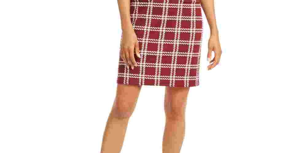 Charter Club Women's Textured Plaid Dress Wine Size Small