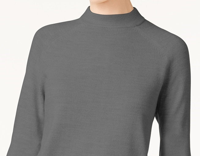 Karen Scott Women's Zip Back Mock Neck Sweater Gray Size X-Small