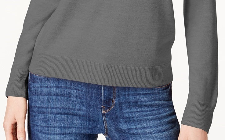 Karen Scott Women's Zip Back Mock Neck Sweater Gray Size X-Small