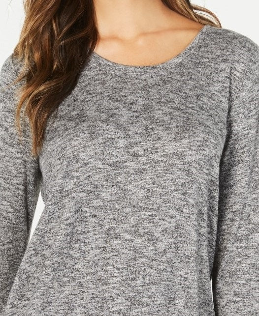 Style & Co Women's Long Sleeve Scoop Neck Top  Black Size Large