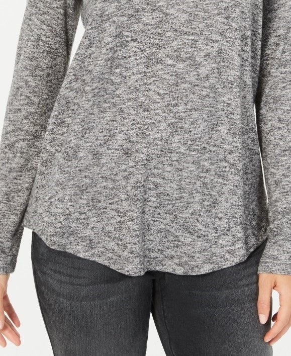 Style & Co Women's Long Sleeve Scoop Neck Top  Black Size Large