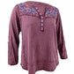 Style & Co Women's Cotton Embroidered Top Purple Size Petite M