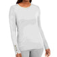 JM Collection Women's Button Cuff Crewneck Sweater  White Size Medium