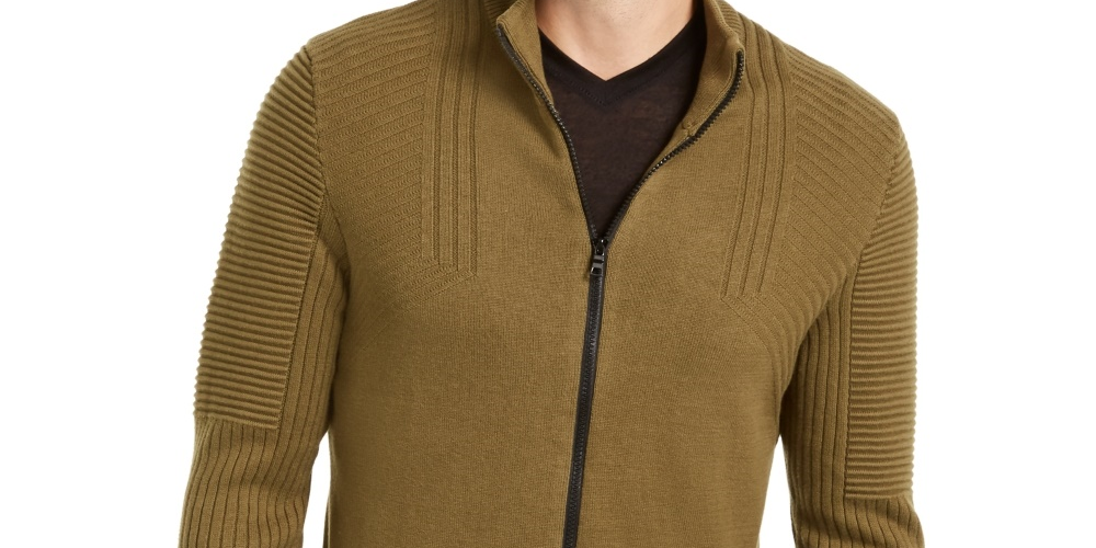 INC International Concepts Men's Samuel Zip Front Cardigan Green Size Small