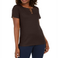 Karen Scott Women's Triple Ring Cutout Top Brown Size Medium