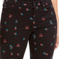 Charter Club Women's Floral Print Skinny Jeans Black Size 4