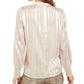 Alfani Women's Mock Neck Smocked Cuff Top Beige Size Petite Large