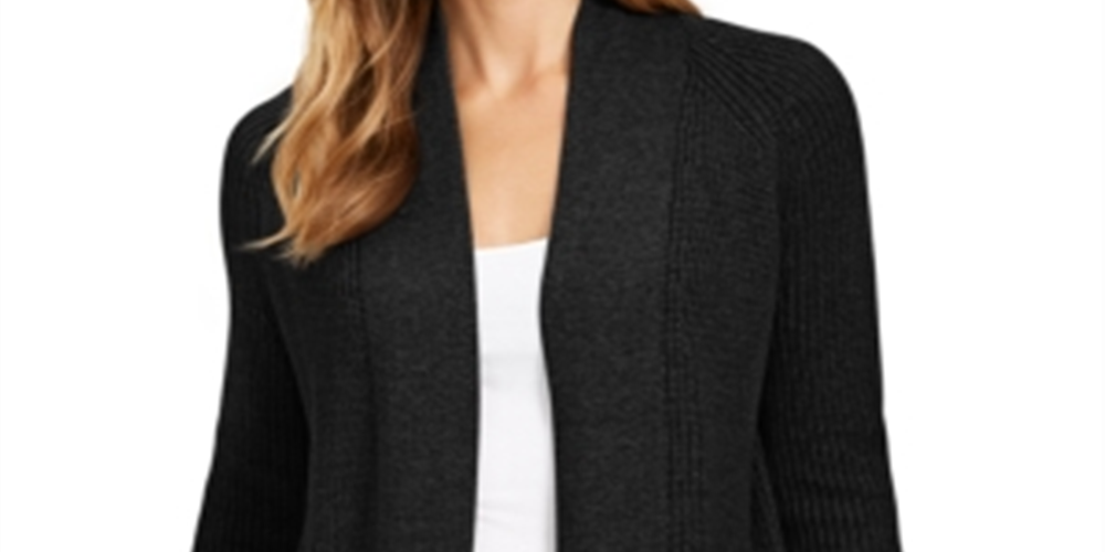 Charter Club Women's Cotton Cropped Cardigan Black Size Petite S