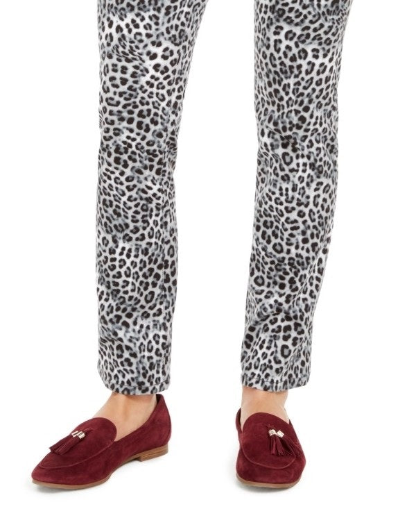 Charter Club Women's Animal- Print Lexington Straight Leg Jeans White Size 16