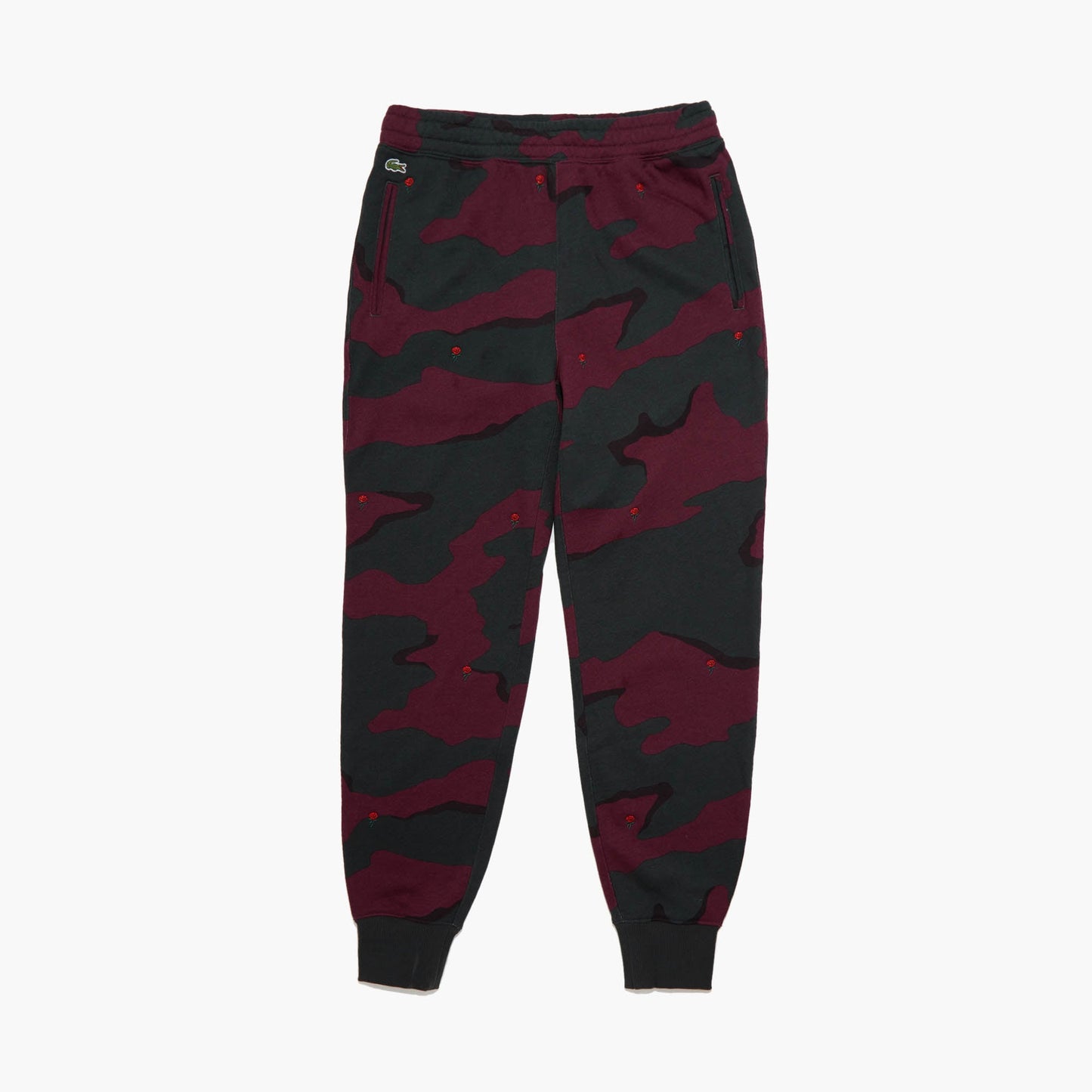 Lacoste Men's Live Rose Embroidered Camo Sweatpant Berry Jam-Black Size X-Large