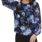 Calvin Klein Women's Floral Print Blouson Top Black Size Medium