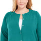 Karen Scott Women's Luxsoft Pearl Button Cardigan Blue Size 3X
