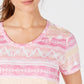 Style & Co Women's Printed T Shirt Pink Size Small