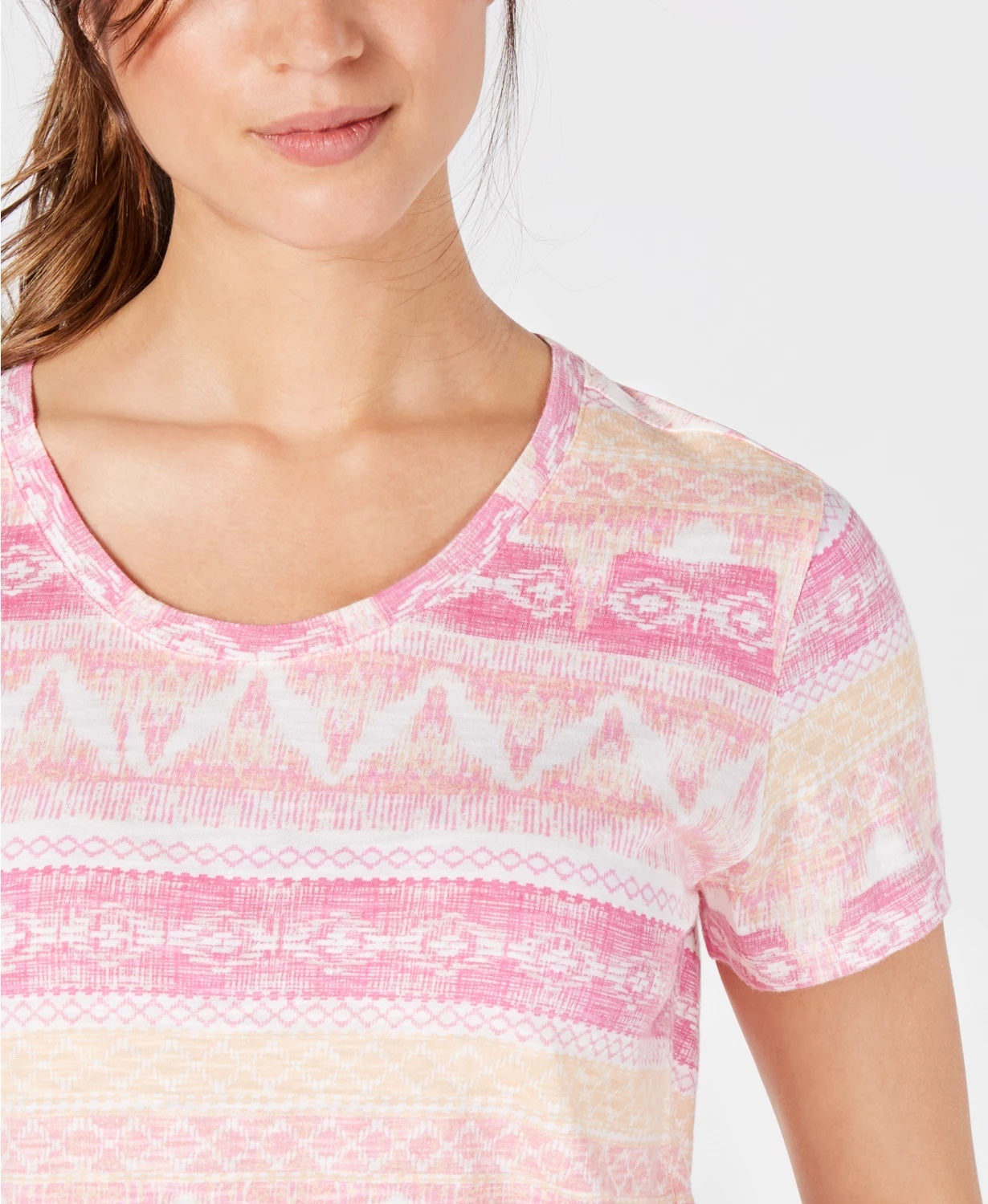 Style & Co Women's Printed T Shirt Pink Size Small