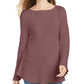Style & Co Women's Ribbed Patterned Long Sleeve Jewel Neck Blouse Sweater Purple Size Petite Large