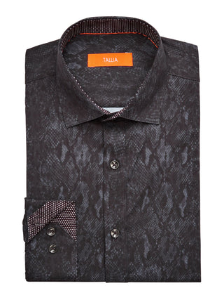 Tallia Men's Printed Collared Classic Fit Stretch Dress Shirt Black Size 14.5X32X33