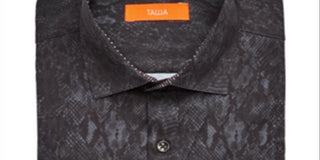 Tallia Men's Printed Collared Classic Fit Stretch Dress Shirt Black Size 14.5X32X33