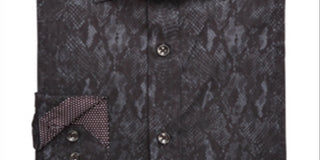 Tallia Men's Printed Collared Classic Fit Stretch Dress Shirt Black Size 14.5X32X33