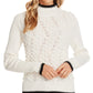 CeCe Women's Tipped Turtleneck Sweater White Size Large
