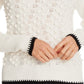 CeCe Women's Tipped Turtleneck Sweater White Size Large