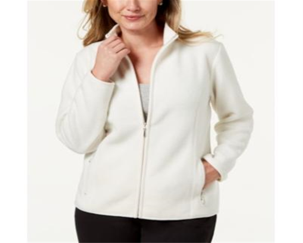 Karen Scott Women's Zeroproof Fleece Jacket Eggshell Size Petite L
