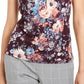 Calvin Klein Women's Floral Printed Pleated Neck Top Purple Size Small