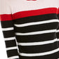 Maison Jules Women's Striped Long Sleeve Jewel Neck Sweater Red Size Medium