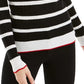 Maison Jules Women's Striped Long Sleeve Jewel Neck Sweater Red Size Medium