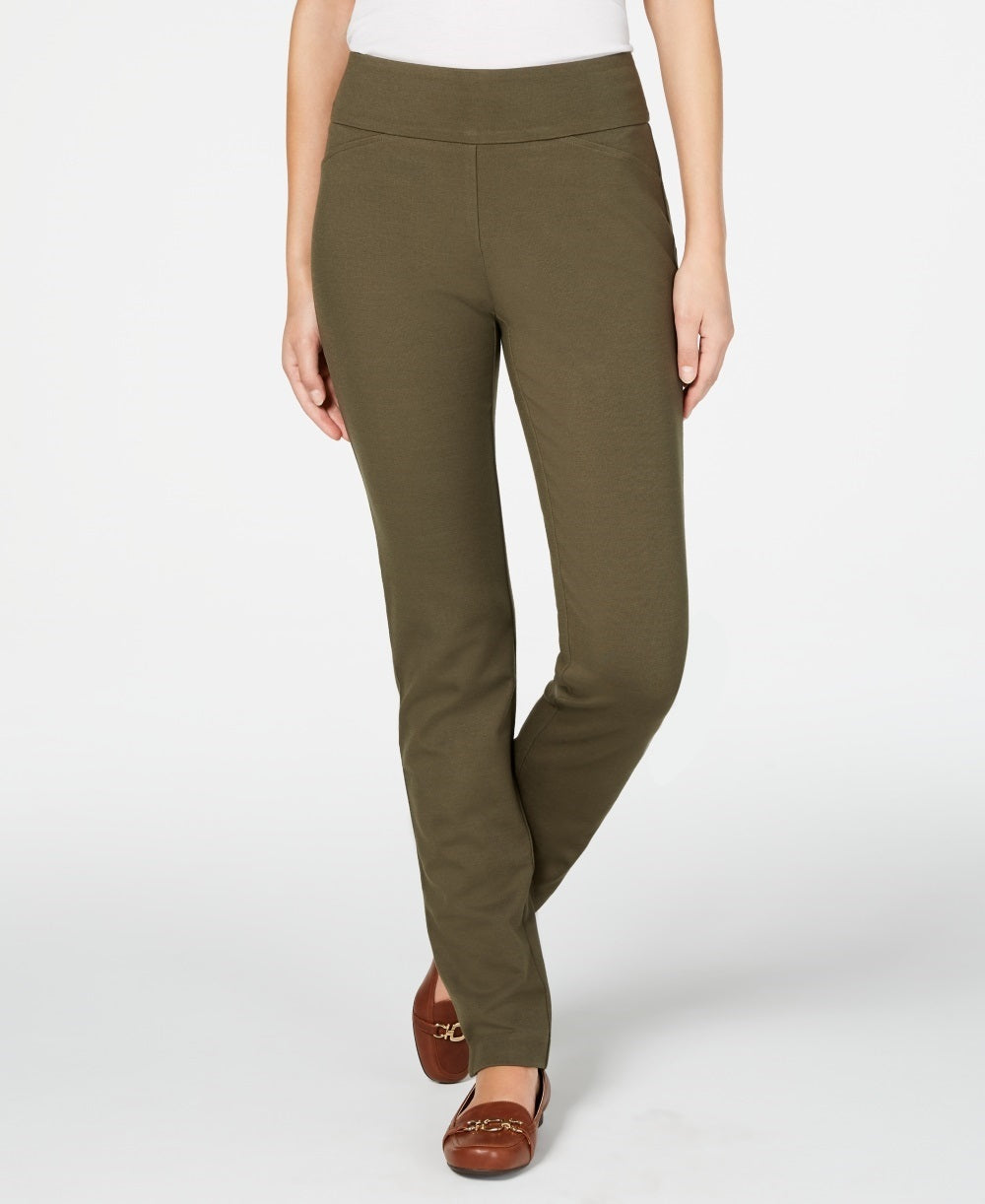 Charter Club Women's Cambridge Pull On Ponte Pants  Green Size 10