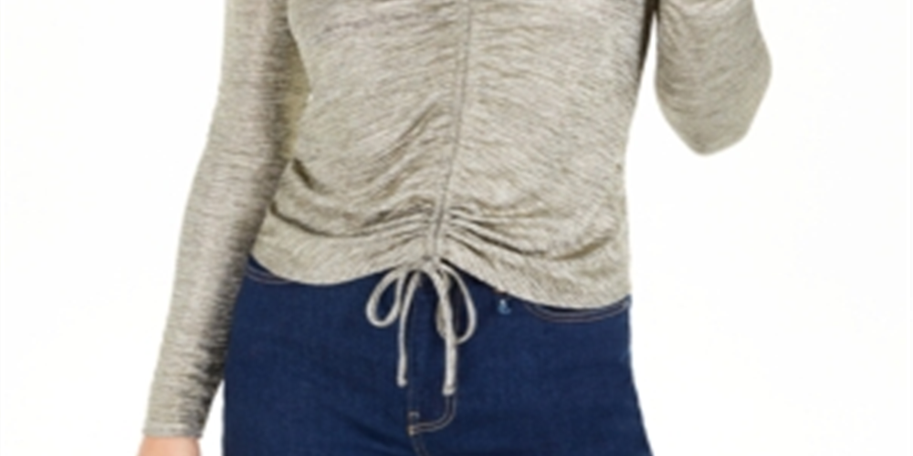 Bar III Women's Drawstring Top Silver Size XXS