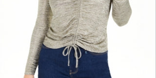 Bar III Women's Drawstring Top Silver Size XXS