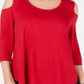 JM Collection Women's Cold Shoulder Top Red Size Petite S/M