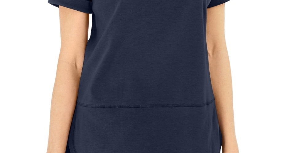 Karen Scott Women's Cotton Topstitched Top Blue Size X-Small