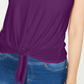 Thalia Sodi Women's Tie Hem Keyhole Sleeveless Top Purple Size Small