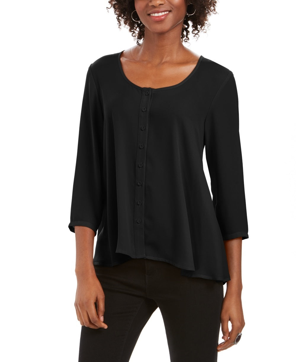 Style & Co Women's Swing Blouse Black Size Small