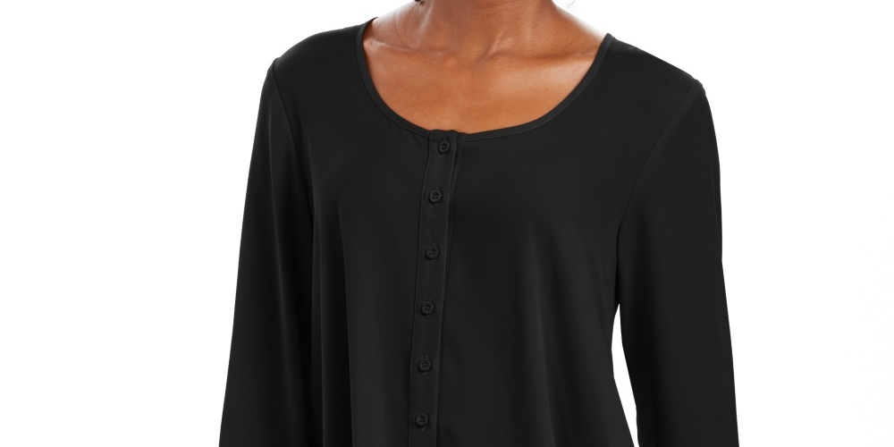 Style & Co Women's Swing Blouse Black Size Small