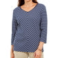 Karen Scott Women's Striped Top Blue Size Petite Medium