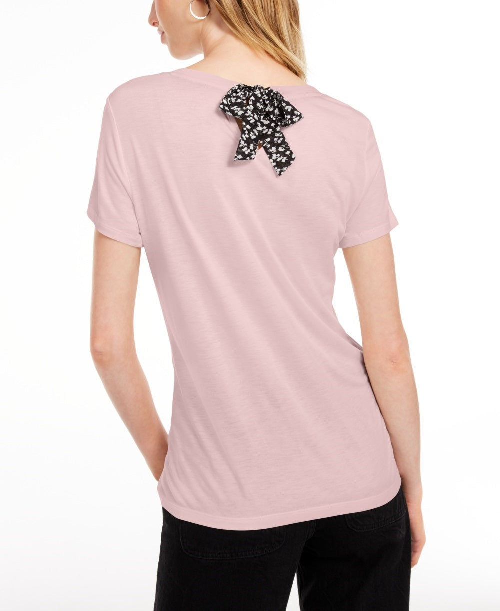 Maison Jules Women's Tie Back Floral Top Pink Size Medium